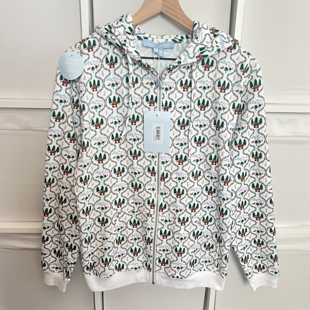 Hill House Teddy Zip Up Jacket White Ski Chalet